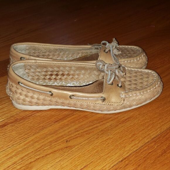 Sperry tan leather weave Boatshoes - Picture 1 of 7